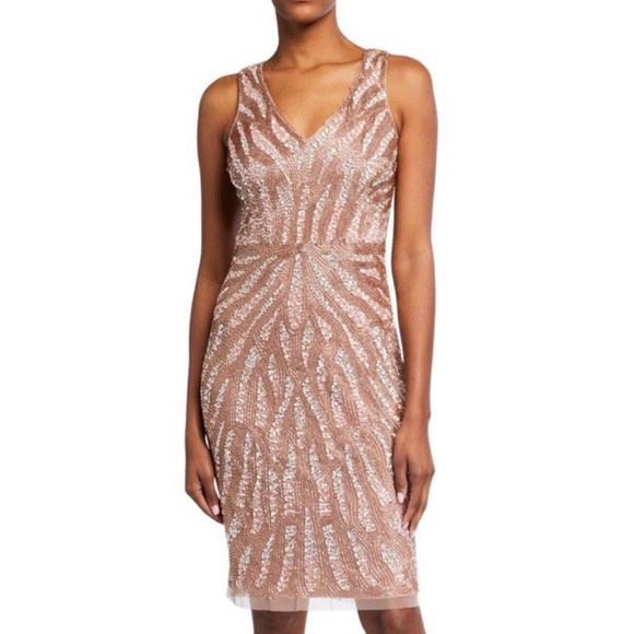 Aidan Mattox fully beaded sleeveless V-Neck dressy dress - Picture 4 of 12